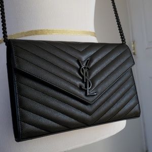 YSL black matelasse wallet on chain bag